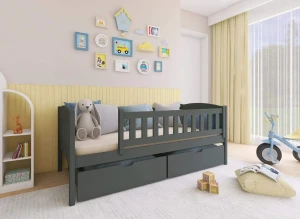 GUCIO 90x190 Graphit Einzelbett für Kinder Lano Möbel