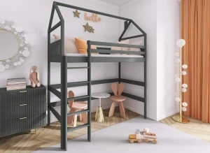 GLORIA 90x190 Graphit Einzelbett für Kinder Hochbett Lano Möbel