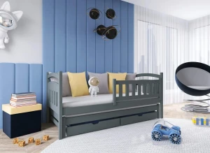 GALAXY 80x200 Graphit Kinderbett mit Ausziehbett Lano Möbel