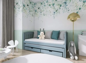 AMELKA 80x200 Hellgrau Kinderbett mit Ausziehbett Lano Möbel