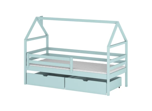 ARON 90x190 Blau Einzelbett für Kinder Hausbett Lano Möbel