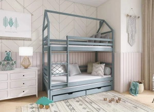 DALIA 90x190 Hellgrau Etagenbett Hausbett Lano Möbel