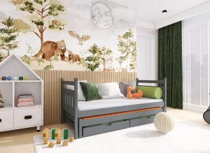 DANIEL 80x190 Graphit Kinderbett mit Ausziehbett Lano Möbel