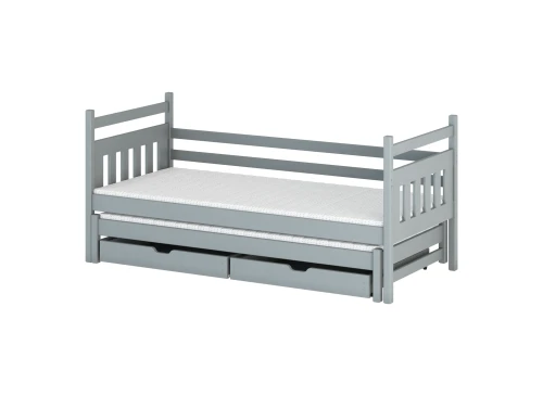 DANIEL 90x190 Hellgrau Kinderbett mit Ausziehbett Lano Möbel