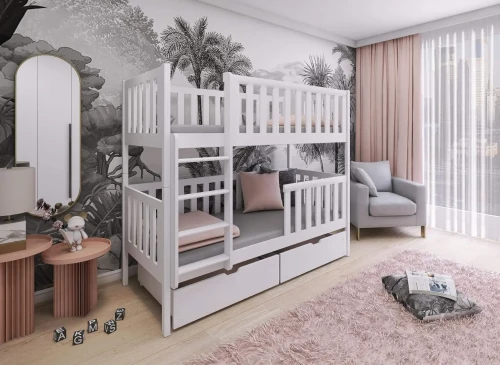 MICHALINA 90x190 Beyaz Ranzalı Çocuk Yatağı Lano Meble