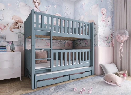 AGATHA 80x180 Hellgrau Etagenbett Lano Möbel