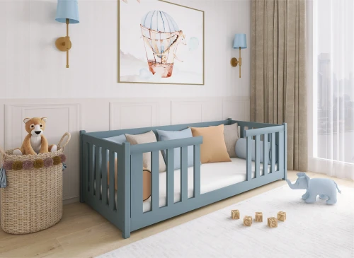 FERO 90x190 Hellgrau Montessori-Bodenbett für Kinder Lano Möbel