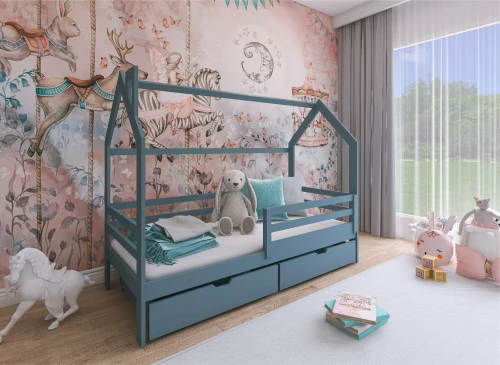 LILA 90x180 Hellgrau Einzelbett für Kinder Hausbett Lano Möbel