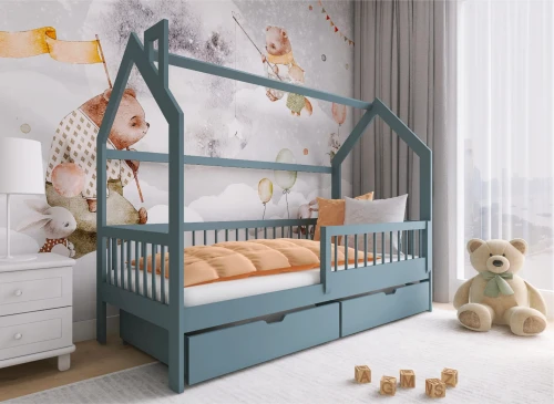 OSKAR 80x160 kül grisi çocuk ev yatağı Lano Meble