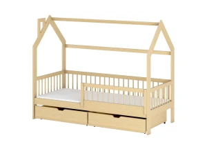 OSKAR 80x160 Kiefer Einzelbett für Kinder Hausbett Lano Möbel