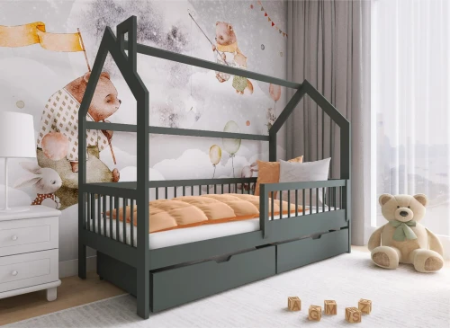 OSKAR 90x200 Grafit Çocuk Ev Yatağı Lano Meble
