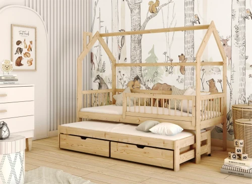 PAPI 80x180 Çam Çocuk Evi Yatağı - Lano Meble