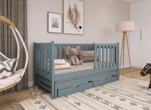 KAJA 90x190 Hellgrau Kinderbett mit Ausziehbett Lano Möbel