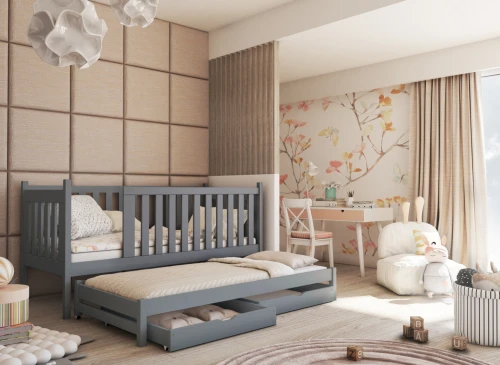 KAJA 80x160 Blau Kinderbett mit Ausziehbett Lano Möbel