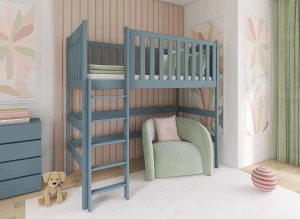 LAURA 90x190 Hellgrau Einzelbett für Kinder Hochbett Lano Möbel