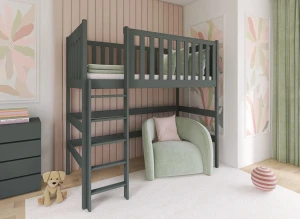LAURA 90x190 Graphit Einzelbett für Kinder Hochbett Lano Möbel