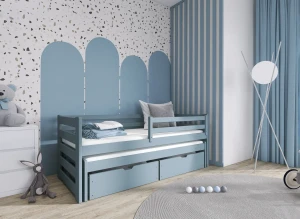 SENSO 90x190 Hellgrau Kinderbett mit Ausziehbett Lano Möbel