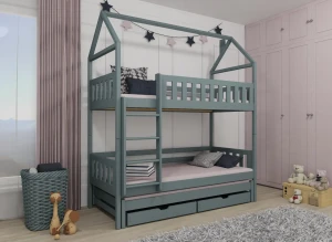 IGA 90x190 Hellgrau Etagenbett Hausbett Lano Möbel