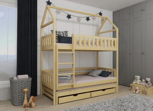 IGA 80x180 çam ağacı ev tipi ranzalı yatak Lano Meble