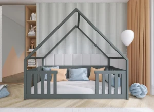 BEE 90x180 Graphit Montessori-Bodenbett für Kinder Hausbett Lano Möbel