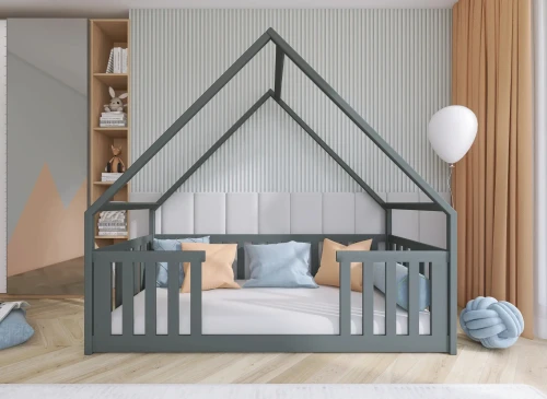 BEE 90x200 Grafit Çocuk Ev Yatağı Lano Meble