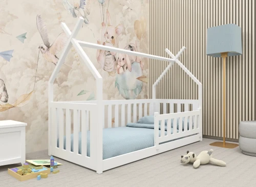 BOGUŚ 80x160 Weiß Montessori-Bodenbett für Kinder Tipi Lano Möbel