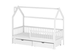 OSKAR 80x200 Weiß Einzelbett für Kinder Hausbett Lano Möbel