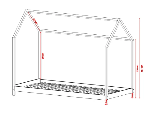 LUCKY 80x180 Weiß Montessori-Bodenbett für Kinder Hausbett Lano Möbel