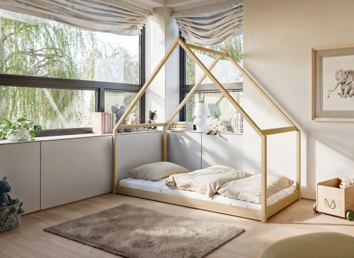 MORIS 90x200 Kiefer Montessori-Bodenbett für Kinder Hausbett Lano Möbel