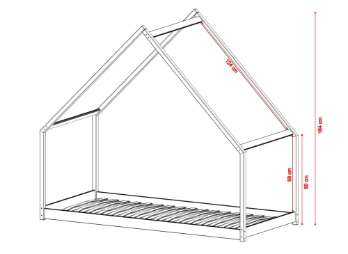MORIS 90x200 Kiefer Montessori-Bodenbett für Kinder Hausbett Lano Möbel