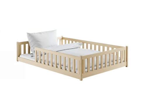 MATI 140x200 unvarnished wood Montessori floor bed for children Lano Furniture