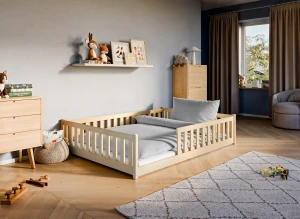 MATI 140x200 unvarnished wood Montessori floor bed for children Lano Furniture