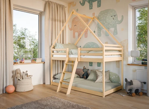 SWEET 80x180 cilasız ahşap ev tipi ranzalı yatak Lano Meble