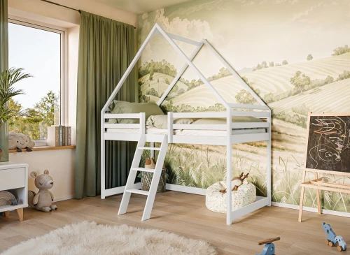 MOON 80x180 Weiß Einzelbett für Kinder Hausbett Lano Möbel