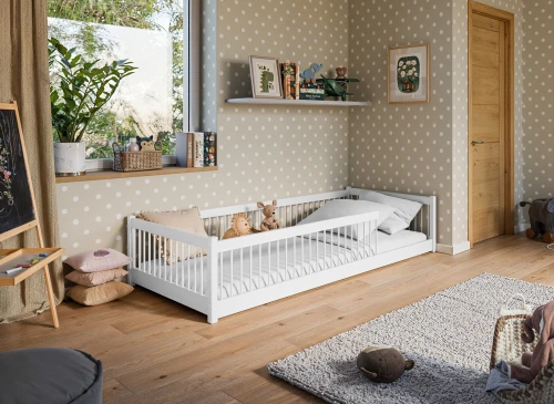 PEDRO 90x200 Weiß Montessori-Bodenbett für Kinder Lano Möbel