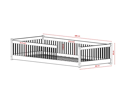 PEDRO 90x200 Unlackiertes Holz Montessori-Bodenbett für Kinder Lano Möbel