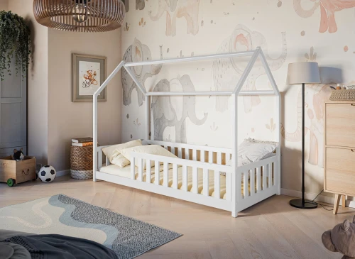 NOAH 80x180 Beyaz Montessori Yer Yatağı Çocuk Evi Lano Meble