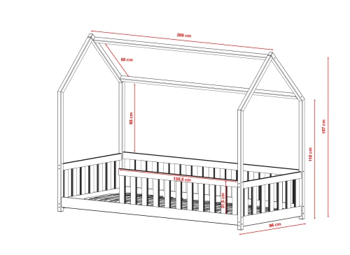 NOAH 80x180 Unlackiertes Holz Montessori-Bodenbett für Kinder Hausbett Lano Möbel