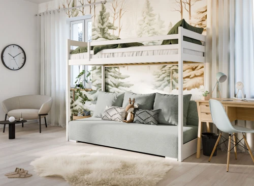 SOFINO 90x200/140x200 Graphit Etagenbett mit ausziehbarem Sofa grauer Stoff Zoom 15 Sage Lano Möbel