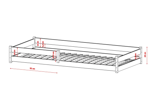 ALIS 90X190 Hellgrau Montessori-Bodenbett für Kinder Lano Möbel