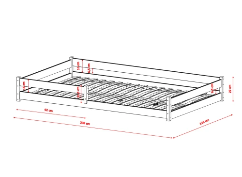 ZOFIA 120x200 Hellgrau Montessori-Bodenbett für Kinder Lano Möbel