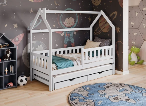 MONKEY 90x200 Weiß Ausziehbett Hausbett Lano Möbel