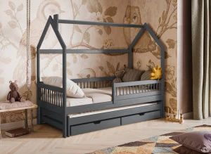 PAPI 80x190 Grafit Çocuk Ev Yatağı Lano Meble