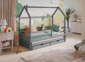 DISNEY 80x180 Kül Grisi Çocuk Ev Yatağı - Lano Meble