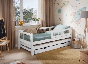 SOFTI 80x200 Weiß Kinderbett mit Ausziehbett Lano Möbel