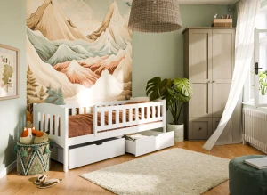 GUCIO 90x190 Weiß Einzelbett für Kinder Lano Möbel