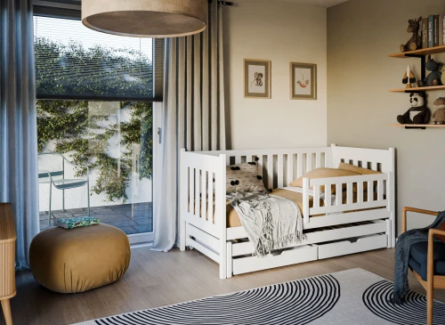 KAJA 90x190 Weiß Kinderbett mit Ausziehbett Lano Möbel