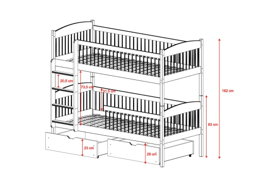LUNA 90x200 Hellgrau Etagenbett Lano Möbel