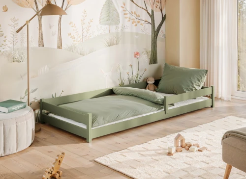 ALIS 80x160 zeytin yeşili Montessori çocuk yer yatağı Lano Möbel
