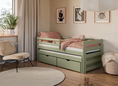 SENSO 80x180 Zeytin Yeşili Yavrulu Çift Kişilik Yatak Lano Möbel